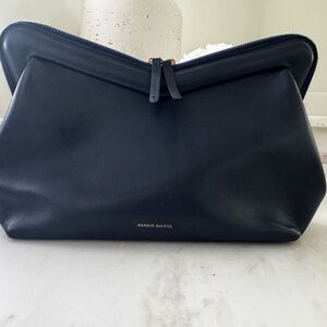 Mansur Gavriel Navy Leather Wristlet with Gold Hardware (detachable strap)